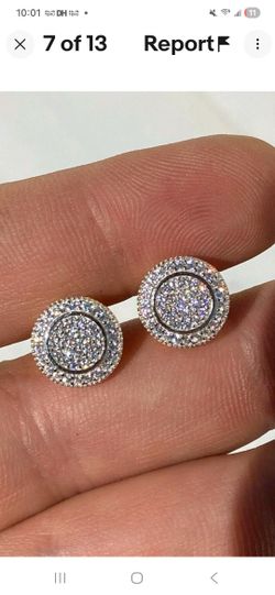 Solid 925 Silver Simulated Diamonds Mens Earring Screwback  Studs