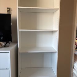 white book shelves 