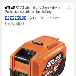 ATLAS 80V 4 Ah and 40V 8 Ah Extreme-Performance Lithium-Ion Battery