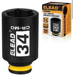 Dado de impacto profundo de 1/2", 34 mm métrico de 6 puntos, dados de tuerca de eje de impacto de 1/2 pulgada, juego de dados de tuerca CR-MO, dados p