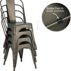 Set Of 4 Stackable Dining Chairs, Gunmetal - MC103