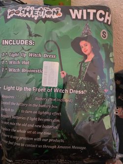 Girls Light-Up Witch Halloween Costume Size S