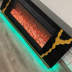 BLACK OR WHITE TV STAND W/ HEATER & LED LIGHTS 
