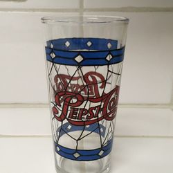 15 VINTAGE STAIN GLASSED PEPSI COLA GLASSES 16OZ. FROM THE 1970s $80 OR BEST OFFER