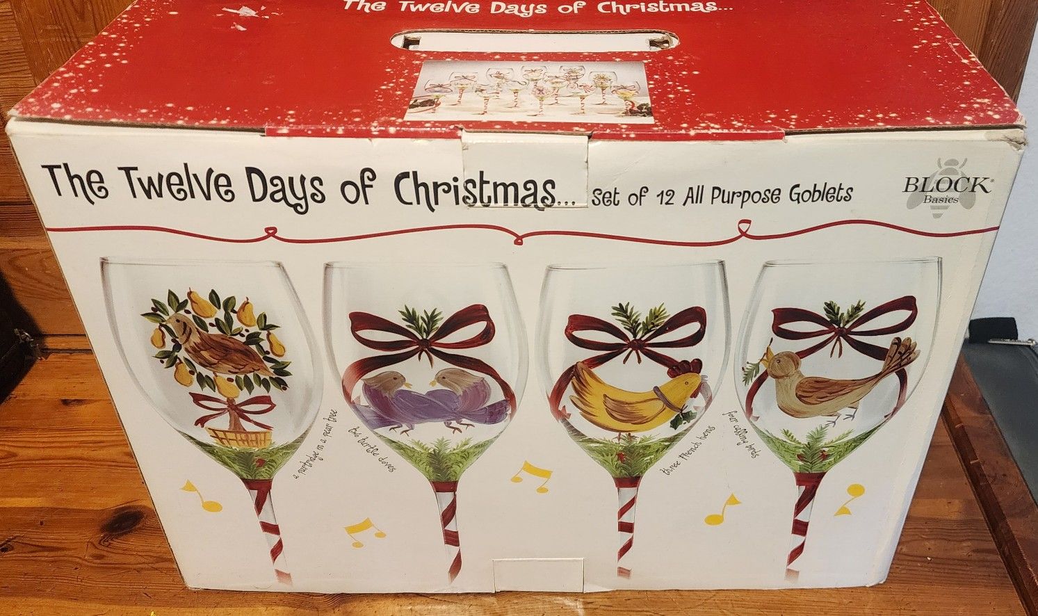12 Days Of Christmas Goblets Stemware Wine Glasses Decor Decoration