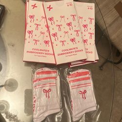 White pink Yoga Pilates Socks 
