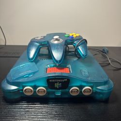 Nintendo 64 N64 Funtastic Ice Blue Console Controller with Cables and Expansion