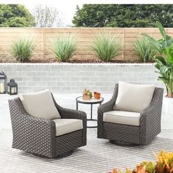 Set Of Outdoor Swivel Chairs With Cover New 