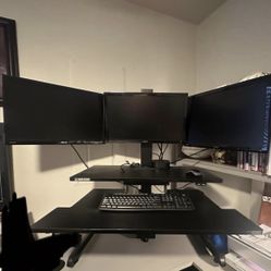 Electric Standing Desk with 3 Asus Monitors and Docking Station (Like New, over $500 brand new)