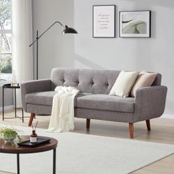 78" W Linen Sofa Couch, Mid Century Modern Decor Loveseat Couches for Living Room, Button Tufted Upholstered Small Couch for Bedroom, Solid, and Easy 