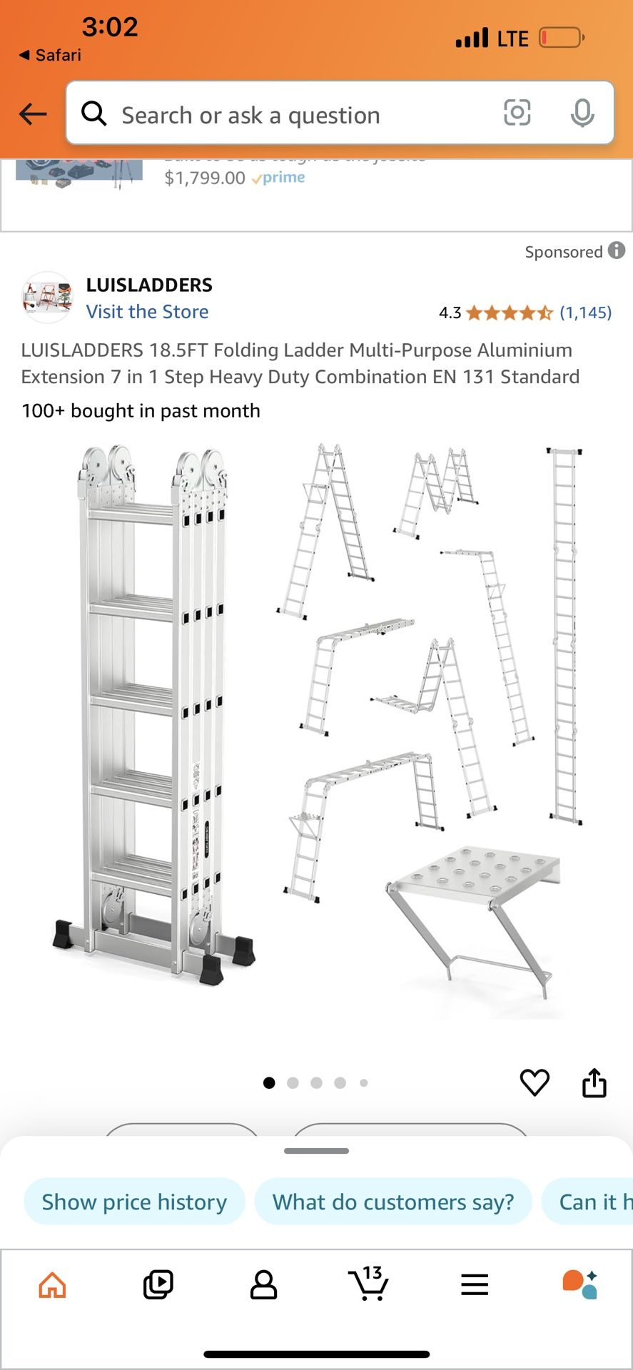18.5 Foot Foldable Ladder