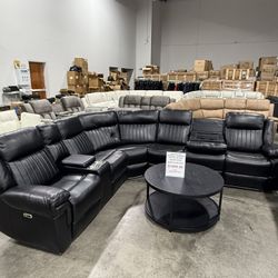 Premium Power Recliner Living Room Sectional with Bluetooth Speaker and LED Lights (1:19)