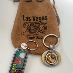 Leather Las Vegas Loot Pouch Bag + 2 Key Rings New…..All 3 Items For $5.00 SHIPPING ONLY 