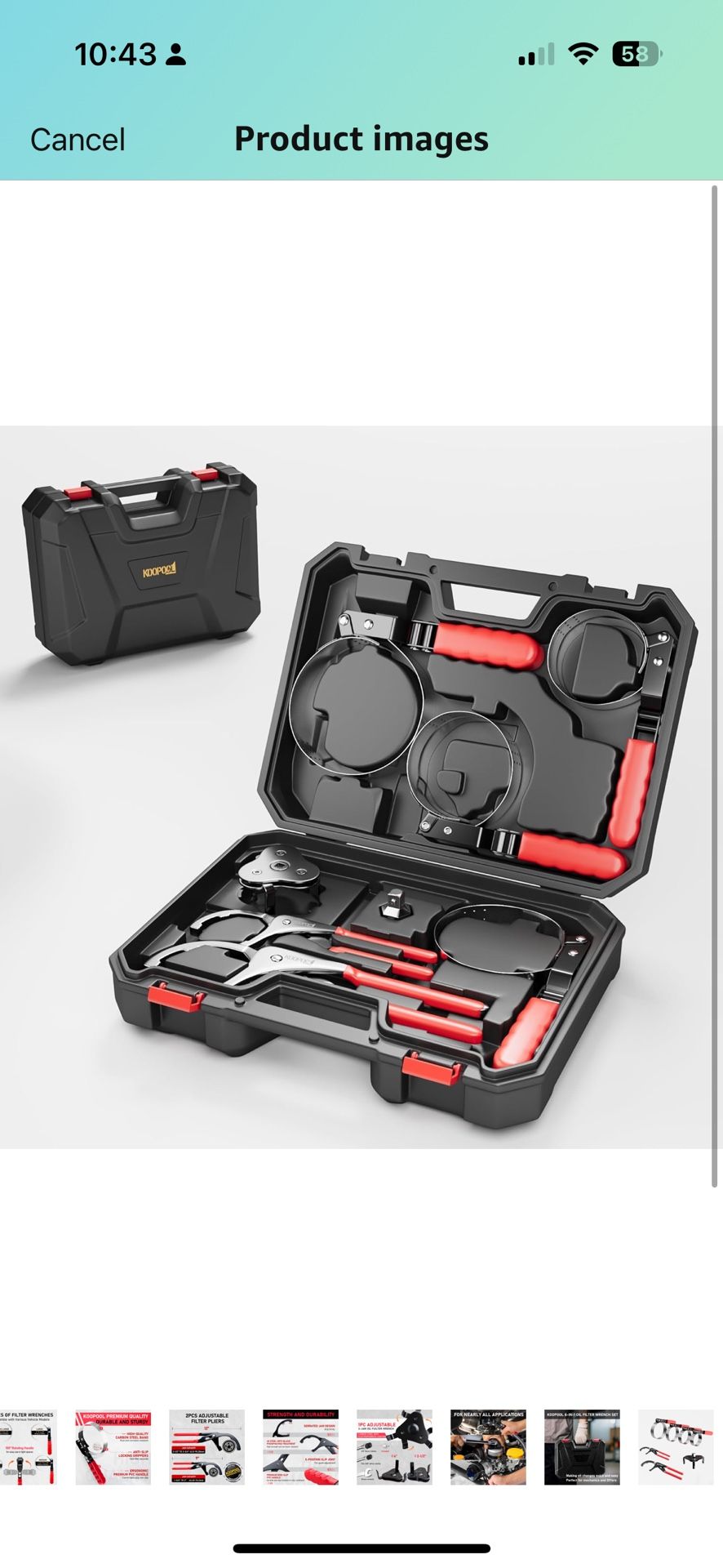 8-Piece Oil Filter Wrench Set: 2-3/4" to 5-1/4" Swivel Oil Filter Removal Tool, 9" & 12" Adjustable
