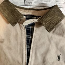 VITAGE POLO RALPH LAUREN PLAID LINED CORDUROY COLLAR COTTON BOMBER JACKET  MEN'S Size XL