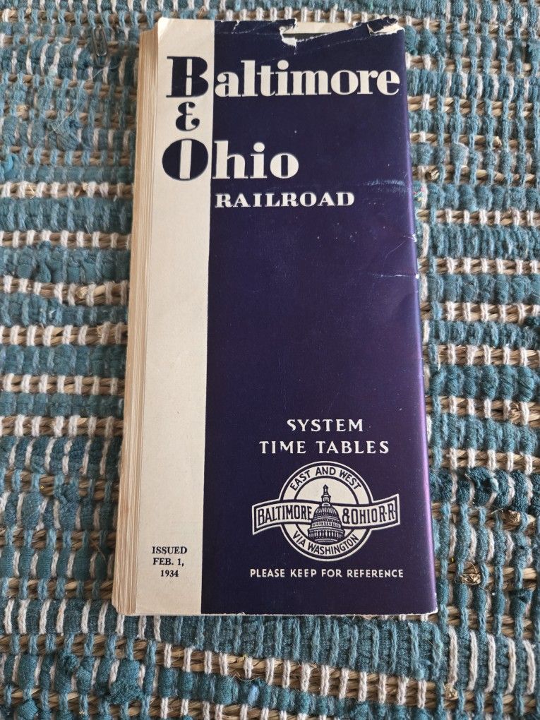 1934 B&O Railroad Time Table