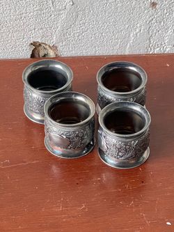 Antique! 1902 Arthur Harris Silver Plated Napkin Ring Set of 4 Birmingham England