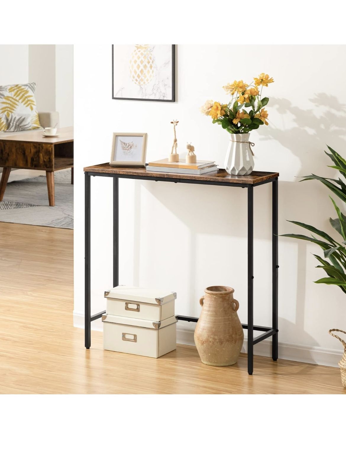 Narrow Console Table 29.5” - Rustic Brown