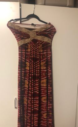 Sky long pattern dress
