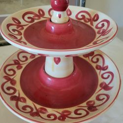 Pier 1 Hand Painted 2 Tier Serving Display Stand
