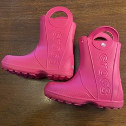 Girls Youth Kids Pink Crocs Slip-on Boots Child Size C 13
