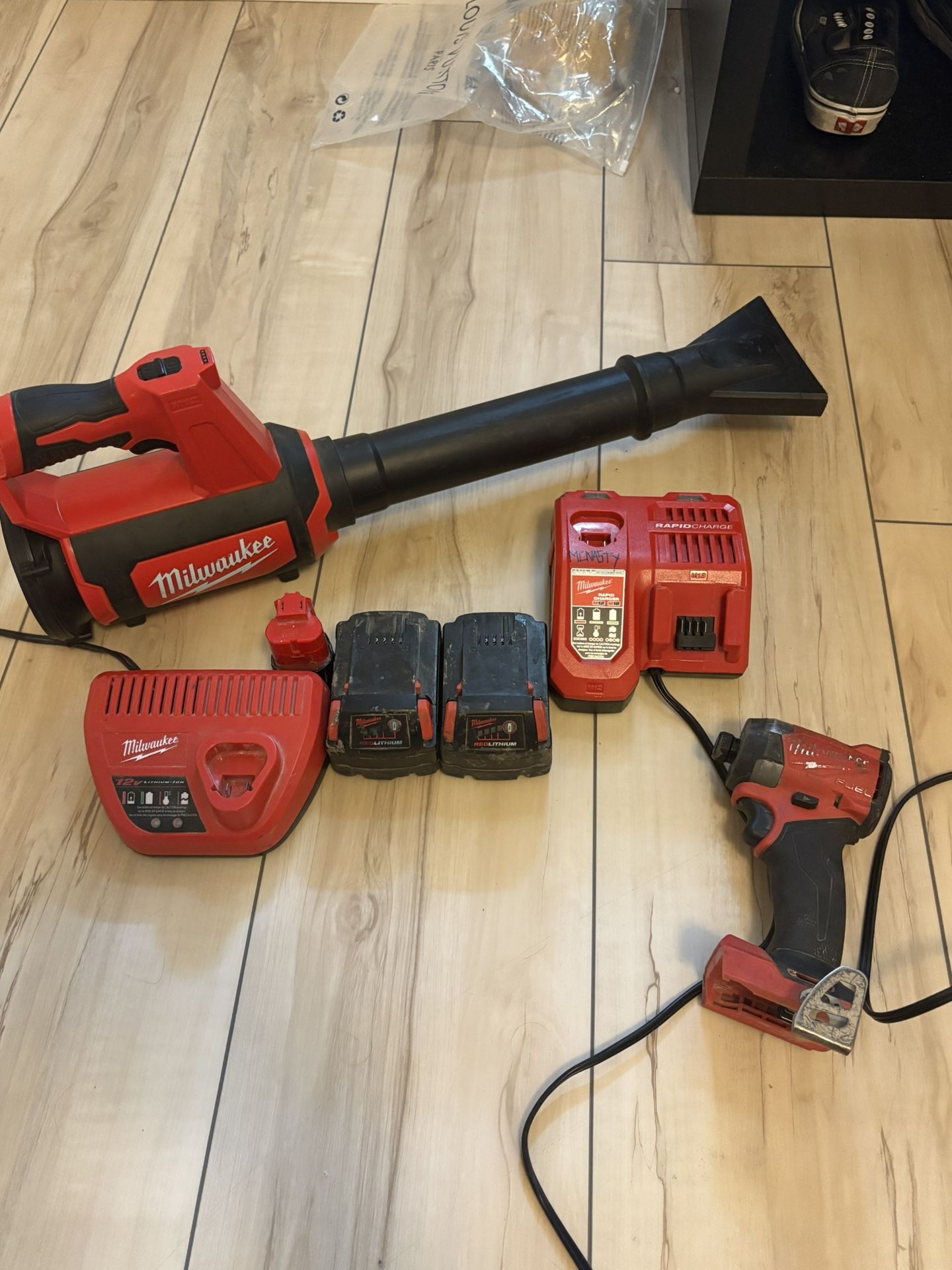 Milwaukee Impact Drill And Blower Chargers And 3 Batteries Will Sell Separate 