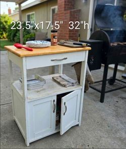 Can Deliver Wood Top white Kitchen Cart / Utility Stand