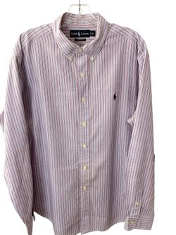 Polo Ralph LAUREN Lavender w/ Stripes Classic Fit Dress Shirt Men’s Sz XL