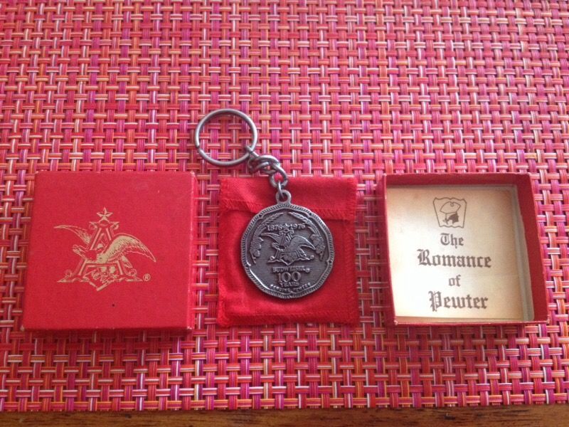 Anheiser Busch Budweiser 100 Years Anniversary Pewter Key Chain