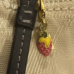 Strawberry Bag Charm  Gold Toned