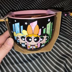 Brand New Powerpuff Girls Ramen Noodle Bowl And Chopsticks 
