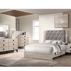 4- Pc Bedroom set Dresser,Mirror  Nightstand (1) Queen size bed frame  Not including Mattress and Box Sp