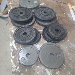 Weight Plates 95lb Total: 6 10lb, 6 5lb, 2 2.5lb