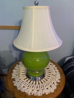 Green Ceramic Table Lamp with Shade