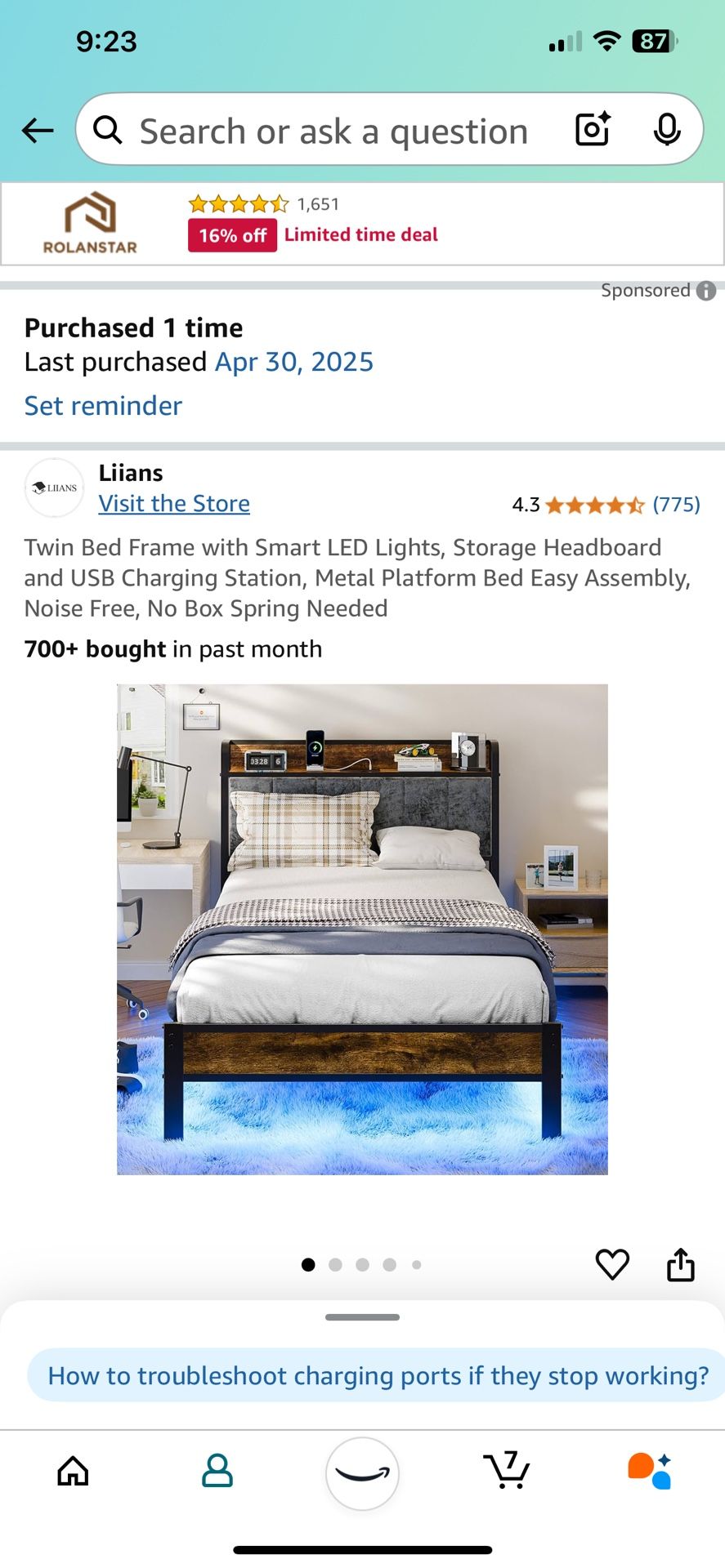Twins Size Bed frame LED LIGHTS