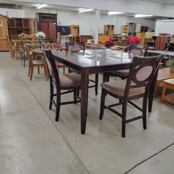 Square Brown Table W/ 4 Chairs