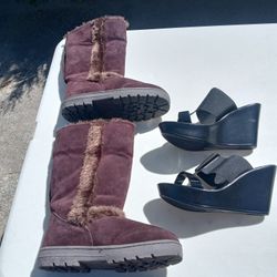 WOMEN'S SIZE 9 BOOTS AND SIZE 9.5 ITALIAN WEDGES $5 A PAIR 