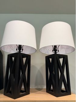 Two Matching Black Lamps
