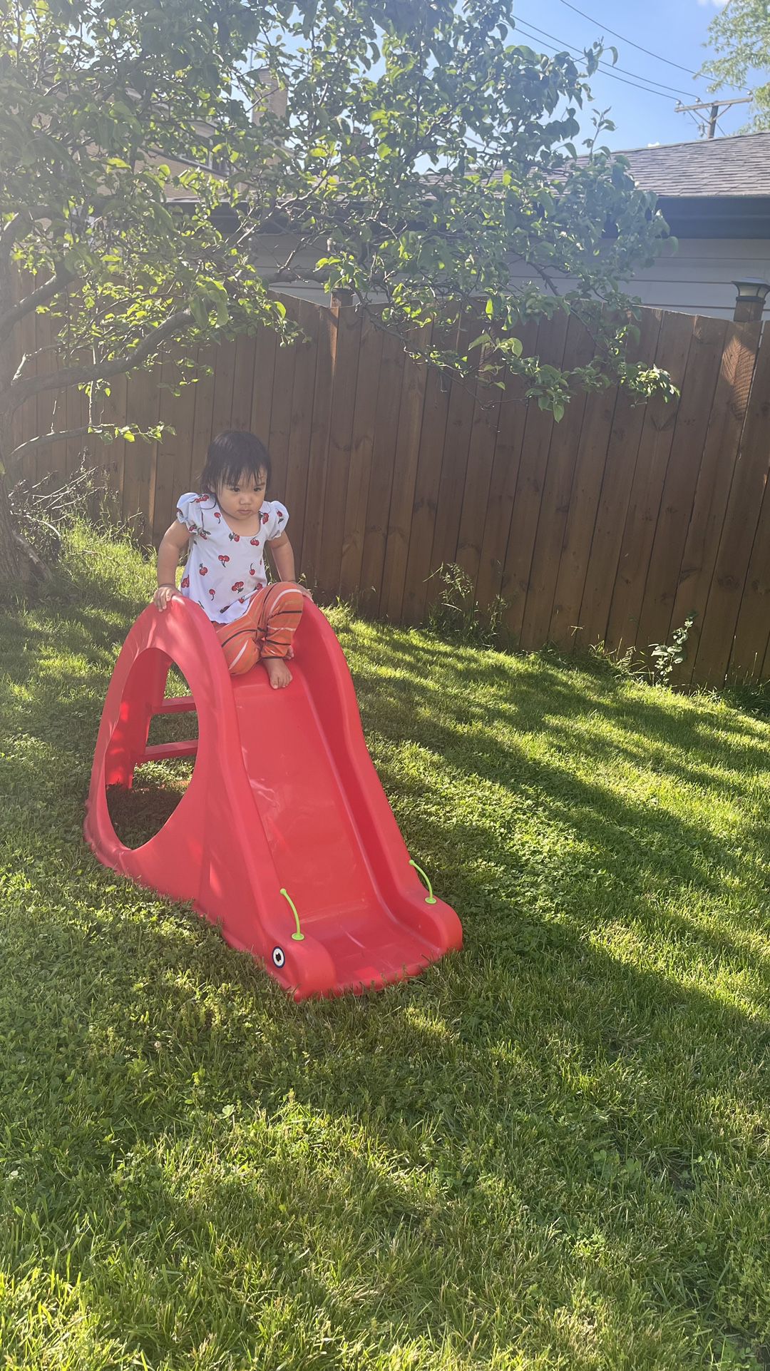Kid Play Slide Outside 