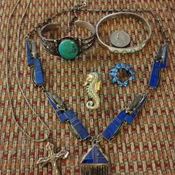 Sterling Silver Collection Pendant Brooch Bracelet Necklace Lot Cross Native Jewelry Sterling Silver