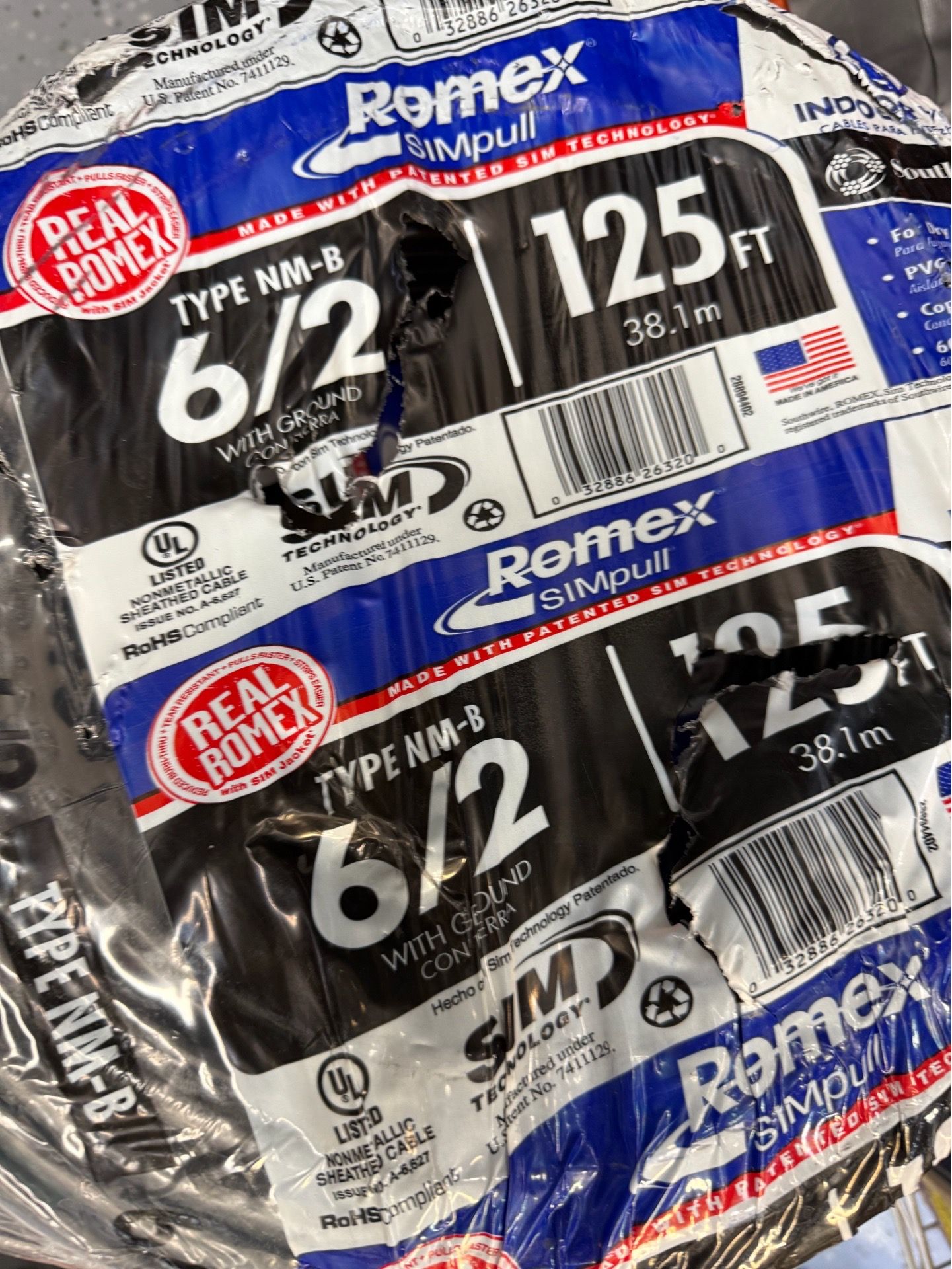 6/2 Romex electric copper wire 125ft new in original packaging ( price is firm )
