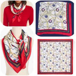 NEW Talbots Oversized Nautical-Print Square Scarf (50" × 50")