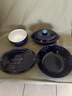 Denby Brand Platter, 2serving Trays, Casserole Dish With Cover
