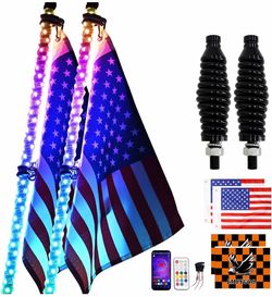 NEW 2-Pack 4FT LMYYGOO LED Whip Lights - App/Remote RGB Chasing for UTV ATV