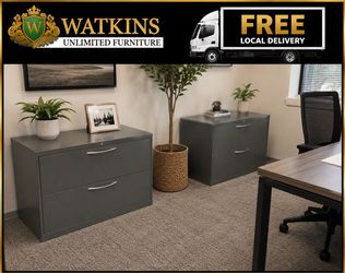 Beautiful Executive Large 2 Drawer Grey Steel File Cabinet – Heavy Duty Quality – Free Delivery