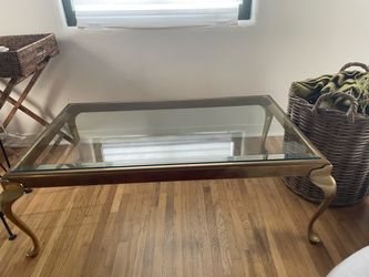 Brass Coffee Table with Bevel Glass