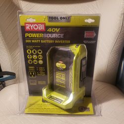 RYOBI 40v Power Source. 300 Watt Battery Inverter.