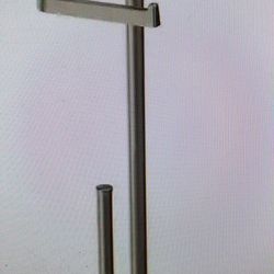 Freestanding toilet paper holder with shelf and reserve in flat nickel
