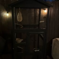 Wood Bird Cage 