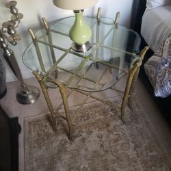 Glass Side Table With Beveled Glass (Heavy)